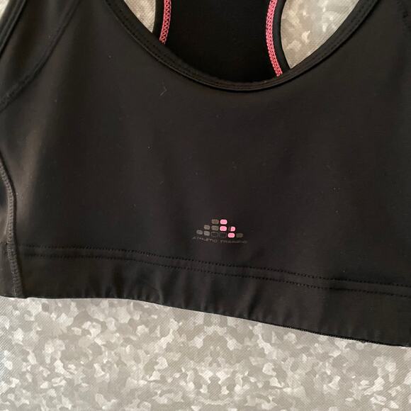 H&M Sport Athletic Training Black Racerback Sports Bra - Size Small - Pink Trim - Picture 3 of 6